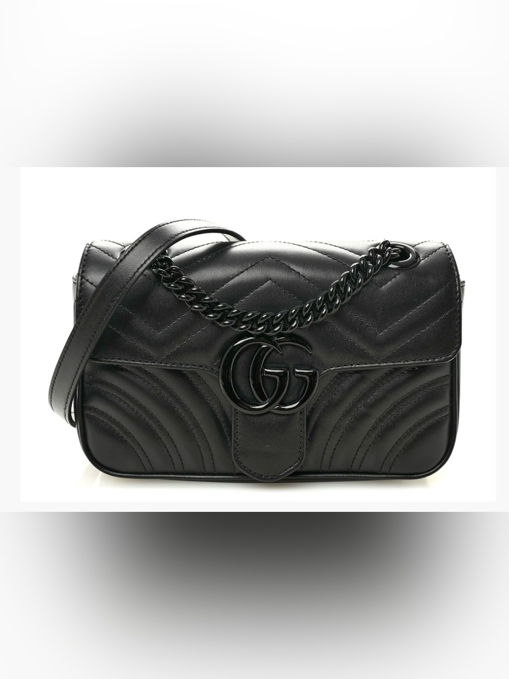 Gucci GG Marmont Small Matelassé Shoulder Bag | Black on Black | Never Used